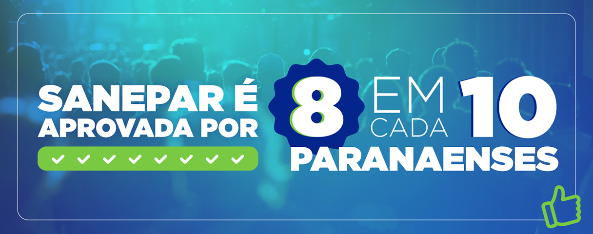 desenho informando que 8 em cada 10 paranaenses aprovam a Sanepar.