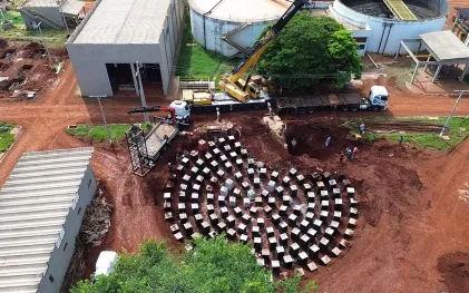 estação de tratamento de esgoto - obra vista de cima