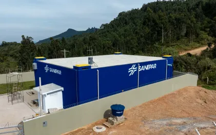 Foto aérea de novo reservatório da Sanepar em Itaperuçu