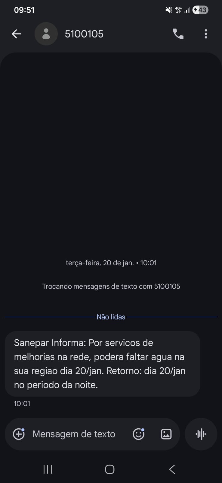 Cliente pode receber aviso de falta-d'água por SMS no celular
