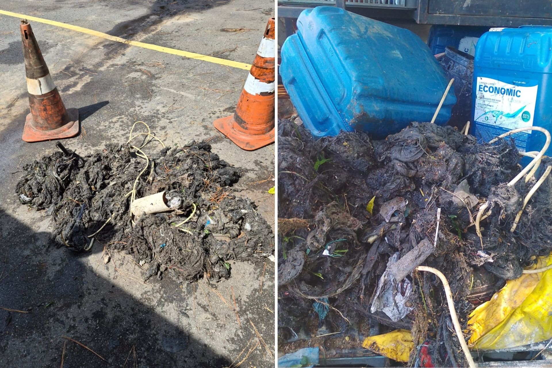 Entulho retirado de caixa desarenadora da Sanepar