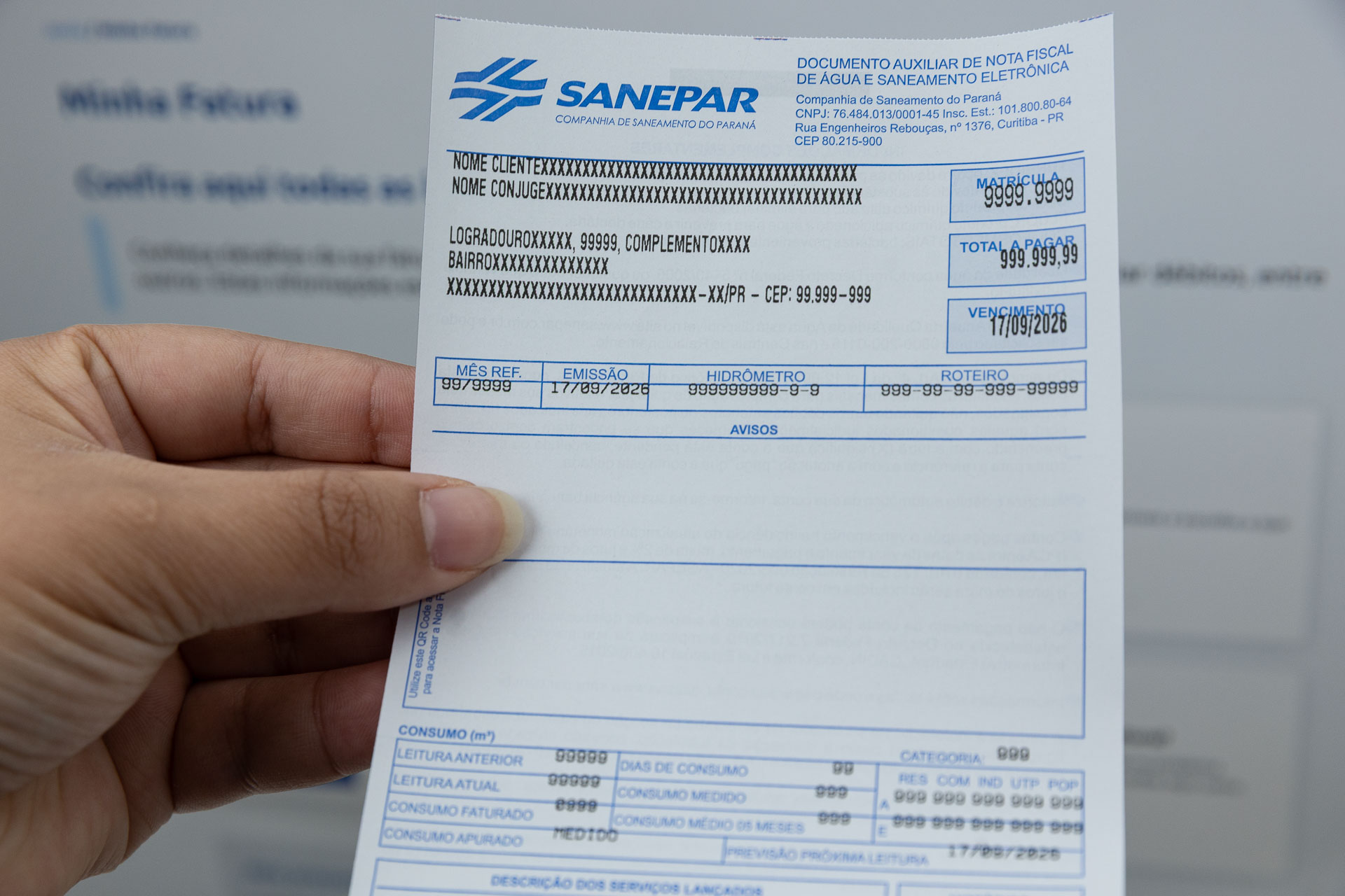 Nova fatura Sanepar