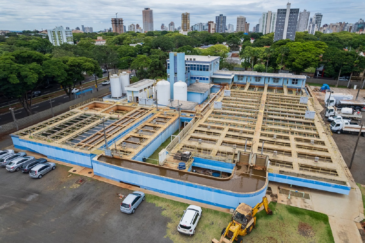 estação de tratamento de água vista aérea