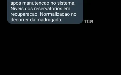 Cliente pode receber aviso de falta-d'água por SMS no celular