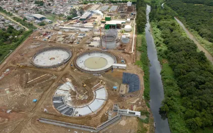 Obras nas Estações de Tratamento de Esgoto Atuba Sul em Curitiba