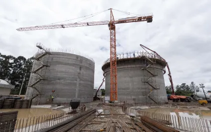 Obras na Estação de Tratamento de Esgoto Atuba Sul em Curitiba