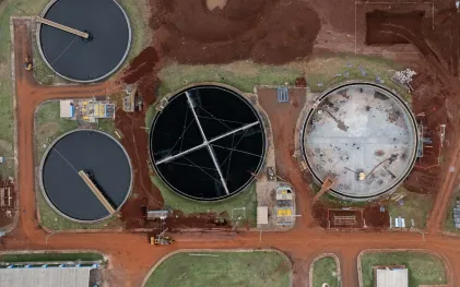 obras de uma estação de tratamento de esgoto