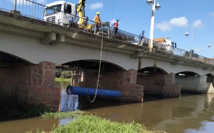 obras de uma estação de tratamento de esgoto
