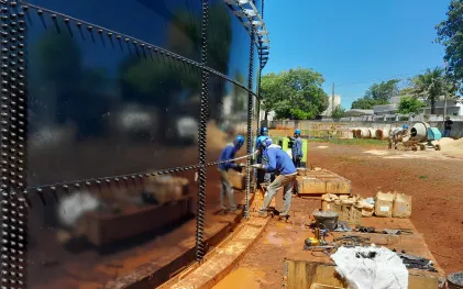 obras novo reservatorio Vila A em Foz do Iguaçu 