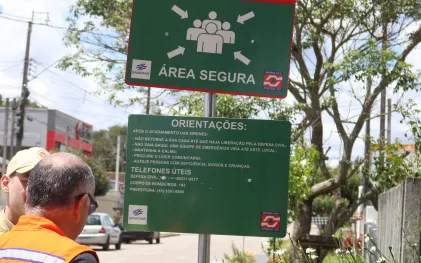 aviso ponto de encontro seguro entorno da barragem miringuava