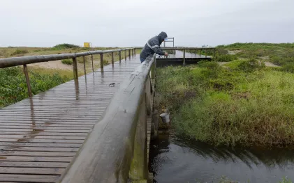 Equipe da Sanepar realiza coleta de amostras de mananciais no Litoral do Paraná