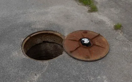 sensor na tampa de um poco de visita, tampe redonda de ferro que fica na rua
