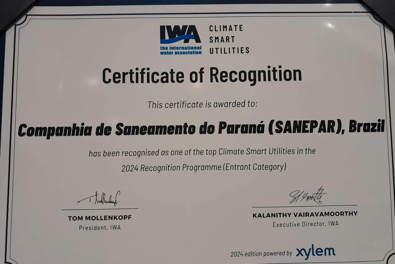 Certificado de reconhecimento. 